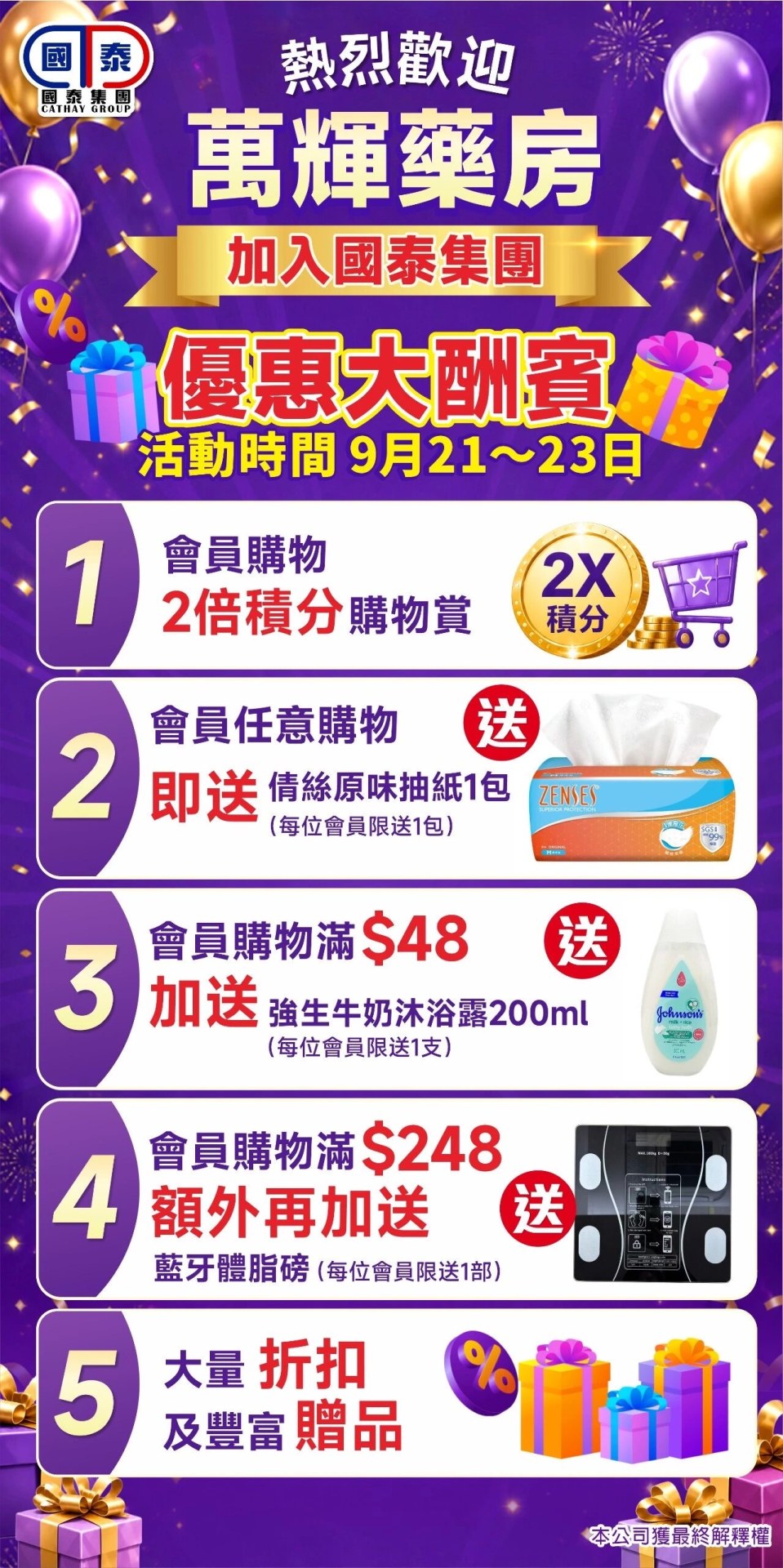 🎉熱烈歡迎萬輝藥房加入國泰集團🎉 優惠大酬賓嚟啦🥳 - 圖片 1