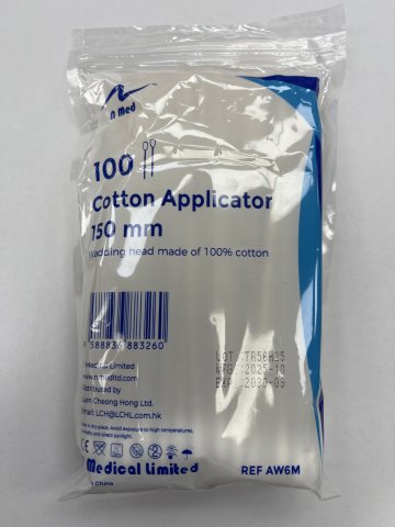 APPLICATOR WOODEN COTTON M 100S