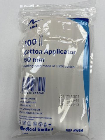 APPLICATOR WOODEN COTTON M 100S