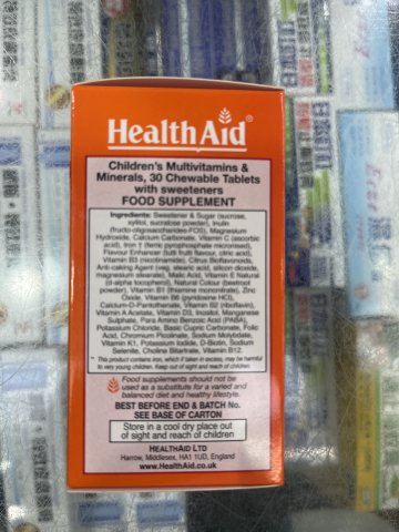 HealthAid Childrens MultVitamin & Minerals Chewable Tabs 30s