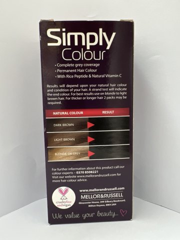 SIMPLE染髮劑自然黑色(英國製造) SIMPLY COLOUR NATURAL BLACK NO 2