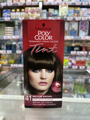德國施華蔻POLY COLOR染髮劑(啡色41) SCHWARZKOPF POLY TINT HAIR DYE NAT MED BRWN 41